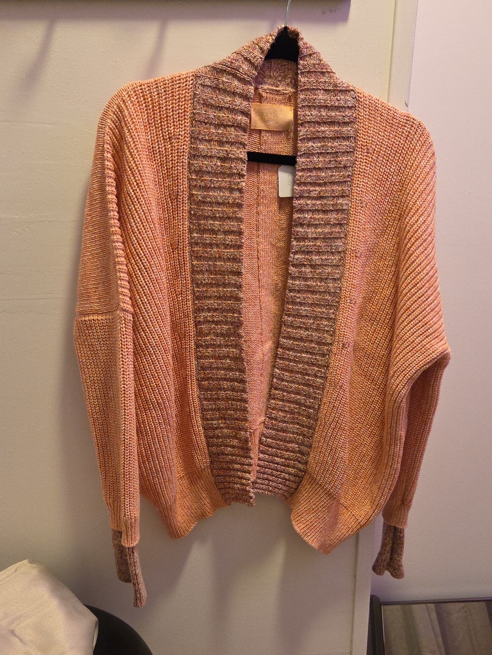 Zadig & Voltaire Peach Open-Front Ribbed-Trim Cardigan